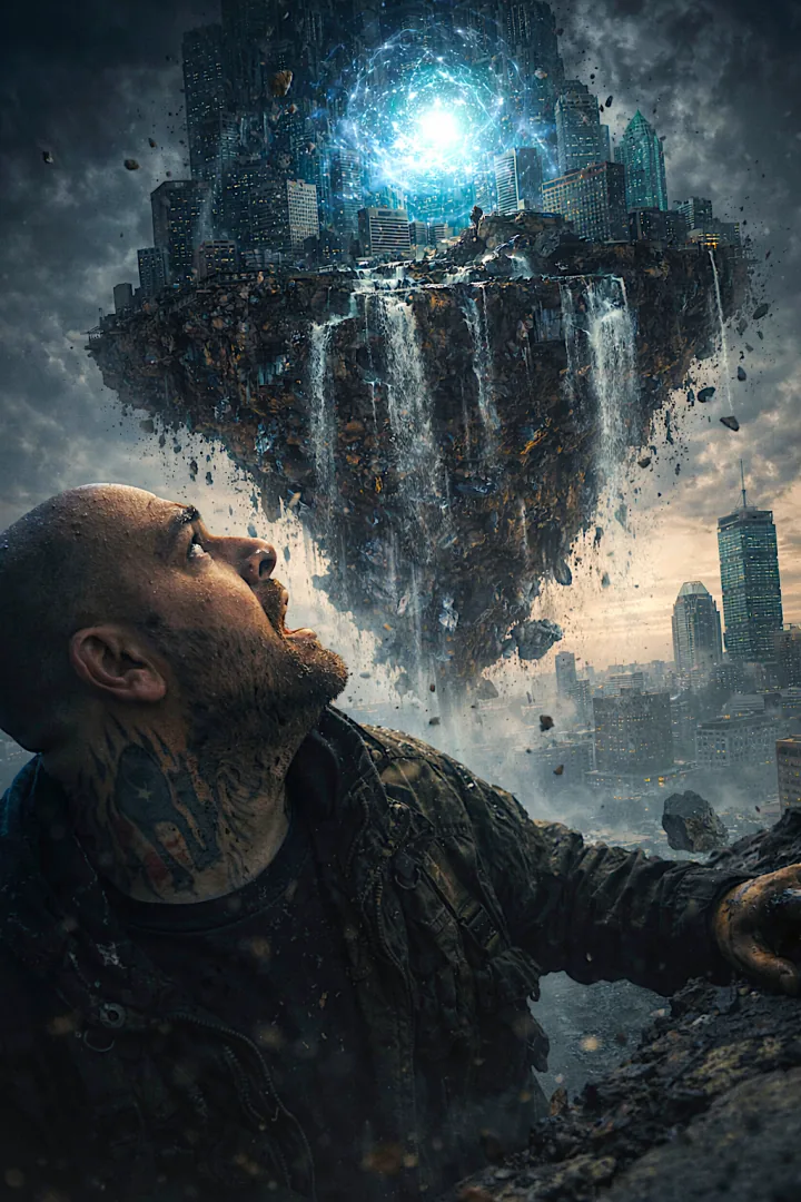 Floating-city science-fiction concept