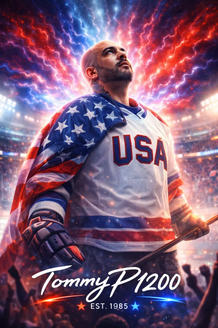 Victory portrait in a packed arena